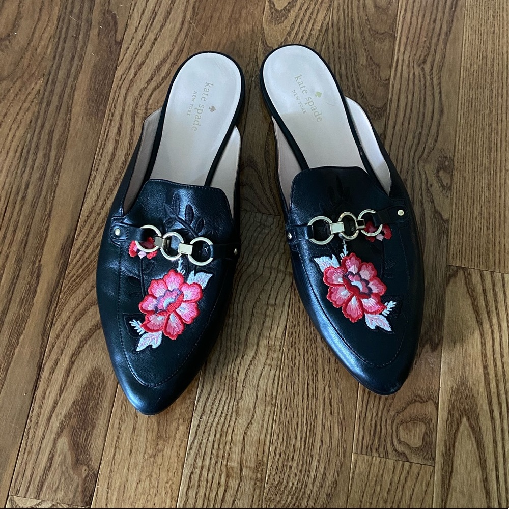 Kate Spade Embroidered Mules